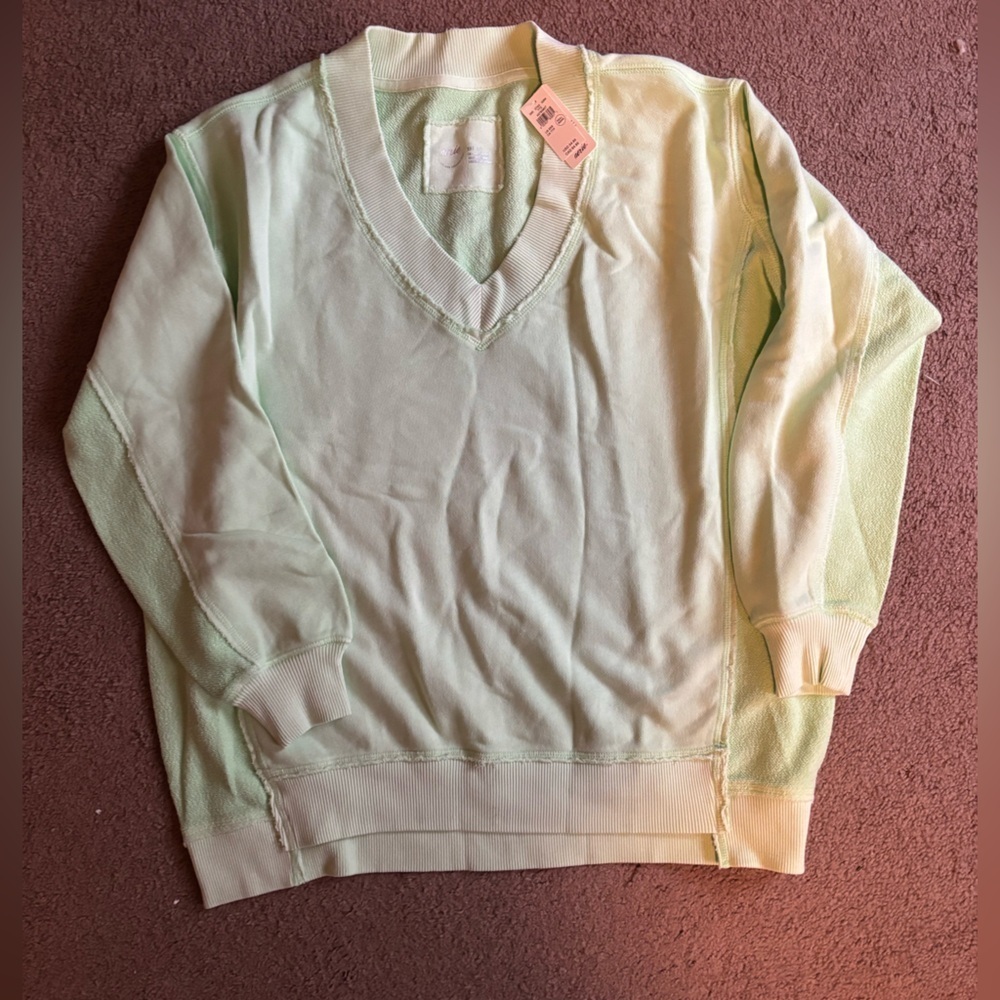 Aerie Light Green V-Neck Sweatshirt​​​​
